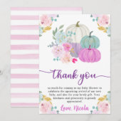 水彩秋パステルカラーパンプキンベビーシャワー サンキューカード (正面/裏面)
