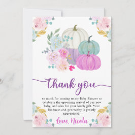 水彩秋パステルカラーパンプキンベビーシャワー サンキューカード