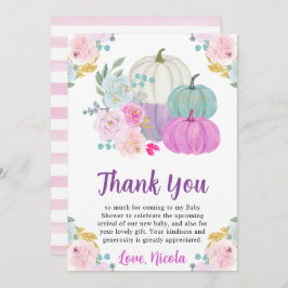 水彩秋パステルカラーパンプキンベビーシャワー サンキューカード