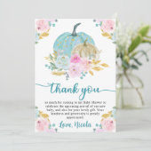 水彩秋パステルカラーパンプキンベビーシャワー サンキューカード (スタンド正面)