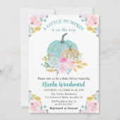 水彩秋パステルカラーパンプキンベビーシャワー 招待状 (正面)