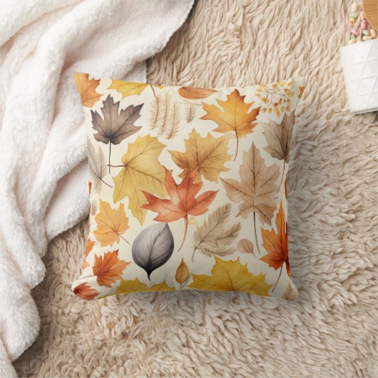 水彩秋パターン クッション (ブランケット)