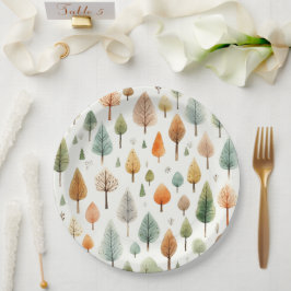 水彩秋パターン ペーパープレート