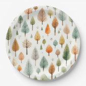 水彩秋パターン ペーパープレート (正面)