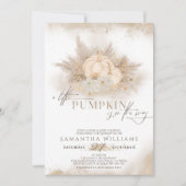 水彩秋パンプキンボホパンパスベビーシャワー 招待状 (正面)