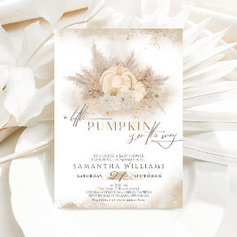 水彩秋パンプキンボホパンパスベビーシャワー 招待状