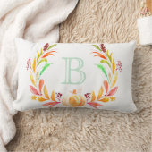 水彩秋パンプキン&ローレルイニシャルレター ランバークッション (ブランケット)