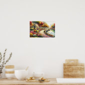 水彩秋パークシーン ポスター (キッチン)