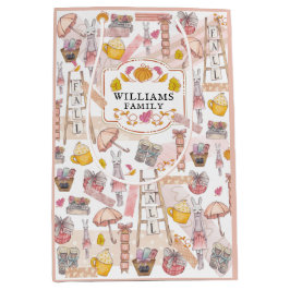 水彩秋パーソナライズされた感謝祭 ミディアムペーパーバッグ