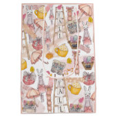 水彩秋パーソナライズされた感謝祭 ミディアムペーパーバッグ (裏面)