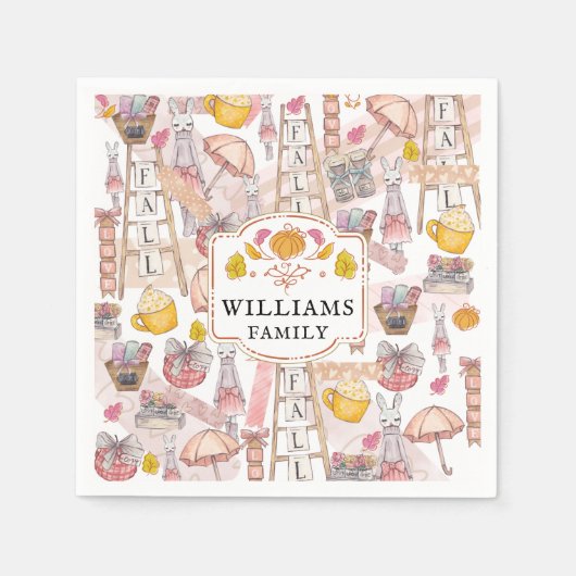 水彩秋パーソナライズされた手色彩の鮮やか要素 スタンダードカクテルナプキン (正面)