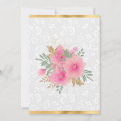 水彩秋ピンク&金ゴールドフローラパンプキン結婚ズ 招待状 (裏面)