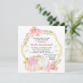 水彩秋フローラカボチャリースベビーシャワー 招待状 (スタンド正面)