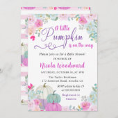 水彩秋フローラカボチャ赤ちゃんシャワー 招待状 (正面/裏面)