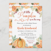 水彩秋フローラカボチャ赤ちゃんシャワー 招待状 (正面/裏面)