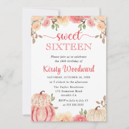 水彩秋フローラカボチャSweet sixteen 招待状