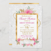 水彩秋フローラカボチャSweet sixteen 招待状 (正面/裏面)