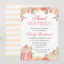 水彩秋フローラカボチャSweet sixteen 招待状