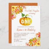 水彩秋フローラカボッキンオータム誕生日 招待状 (正面/裏面)