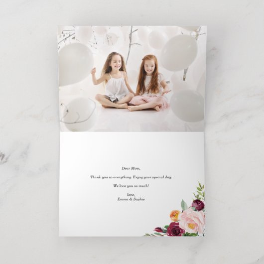 水彩秋フローラガーランドハッピーマザーズデイ 箔シーズンカード (内側レイダウン)