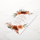水彩秋フローラテラコッタ結婚ズ 箔招待状 (回転した状態)