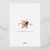 水彩秋フローラテラコッタ結婚ズ 箔招待状 (裏面)