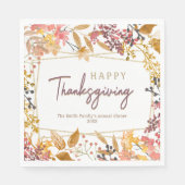 水彩秋フローラハッピー感謝祭の名前 スタンダードランチョンナプキン (正面)