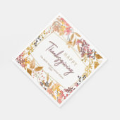 水彩秋フローラハッピー感謝祭の名前 スタンダードランチョンナプキン (角)