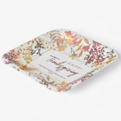 水彩秋フローラハッピー感謝祭の名前 ペーパープレート (傾斜あり)