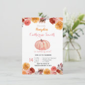 水彩秋フローラパンプキン1日目の誕生日 招待状 (スタンド正面)