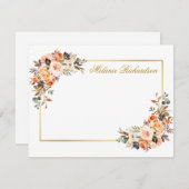 水彩秋フローラパーソナライズされた金ゴールド枠 ノートカード (正面/裏面)