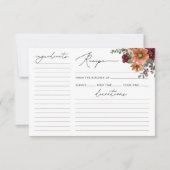 水彩秋フローラブライダルシャワーレシピカード (正面)