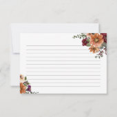 水彩秋フローラブライダルシャワーレシピカード (裏面)