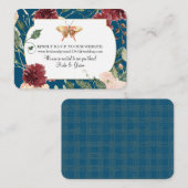 水彩秋フローラブルーズ結婚のホームページ出欠確認 名刺 (正面/裏面)