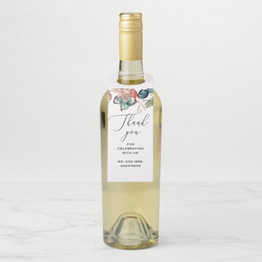 水彩秋フローラブルーベ結婚リー感謝していズユー ボトルネックタグ (ボトル)