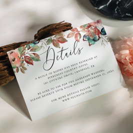 水彩秋フローラブルーベ結婚リー詳細 エンクロージャーカード