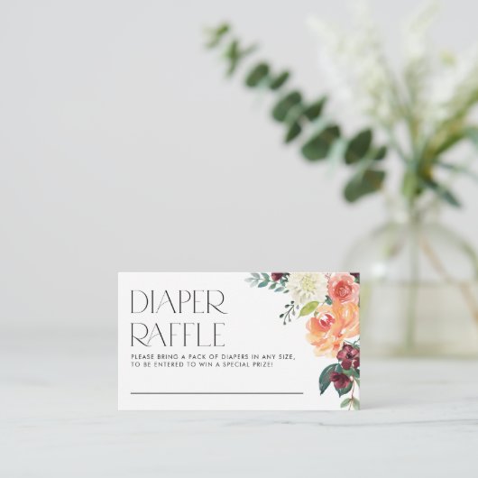 水彩秋フローラブーケおむつラッフル エンクロージャーカード (スタンド正面)