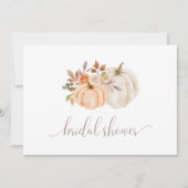 水彩秋フローラホワイトカボチャブライダルシャワー 招待状 (正面)