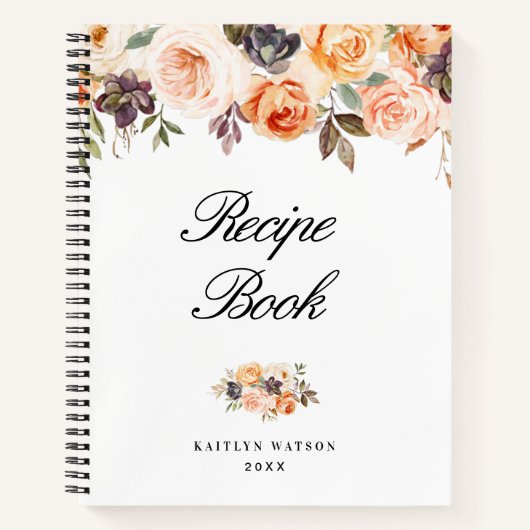 水彩秋フローラレシピ本 ノートブック (正面)