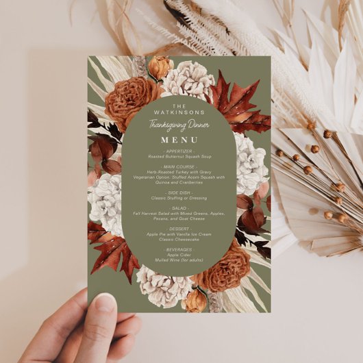 水彩秋フローラ枠感謝祭メニュー メニュー