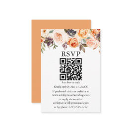 水彩秋フローラ結婚ズピーチQR RSVP エンクロージャーカード