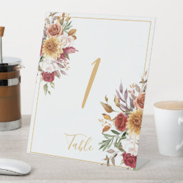 水彩秋フローラ葉テーブル番号 台座サイン