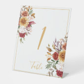 水彩秋フローラ葉テーブル番号 台座サイン (正面)