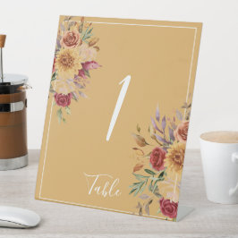 水彩秋フローラ葉テーブル番号 台座サイン