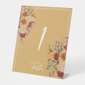 水彩秋フローラ葉テーブル番号 台座サイン (正面)