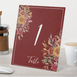 水彩秋フローラ葉テーブル番号 台座サイン