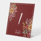 水彩秋フローラ葉テーブル番号 台座サイン (正面)