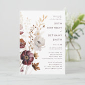 水彩秋フローラ誕生日パーティー 招待状 (スタンド正面)
