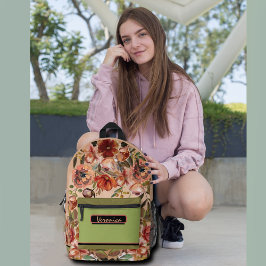 水彩秋フローラ プリントバックパック