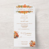 水彩秋フローラ |愛の秋結婚ズ オールインワン招待状 (内側)